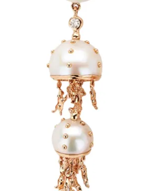Bibi van der Velden ジェリーフィッシュ ダイヤモンドとパール ドロップ ピアス - ピンク - サムネイル2