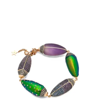 Bibi van der Velden Big Scarab multi-stone bracelet - Pink - サムネイル1