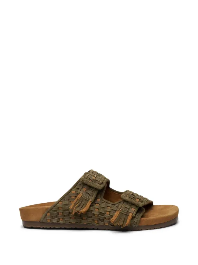 Baziszt Baziszt Tress woven tassel sandals - Greenの商品画像