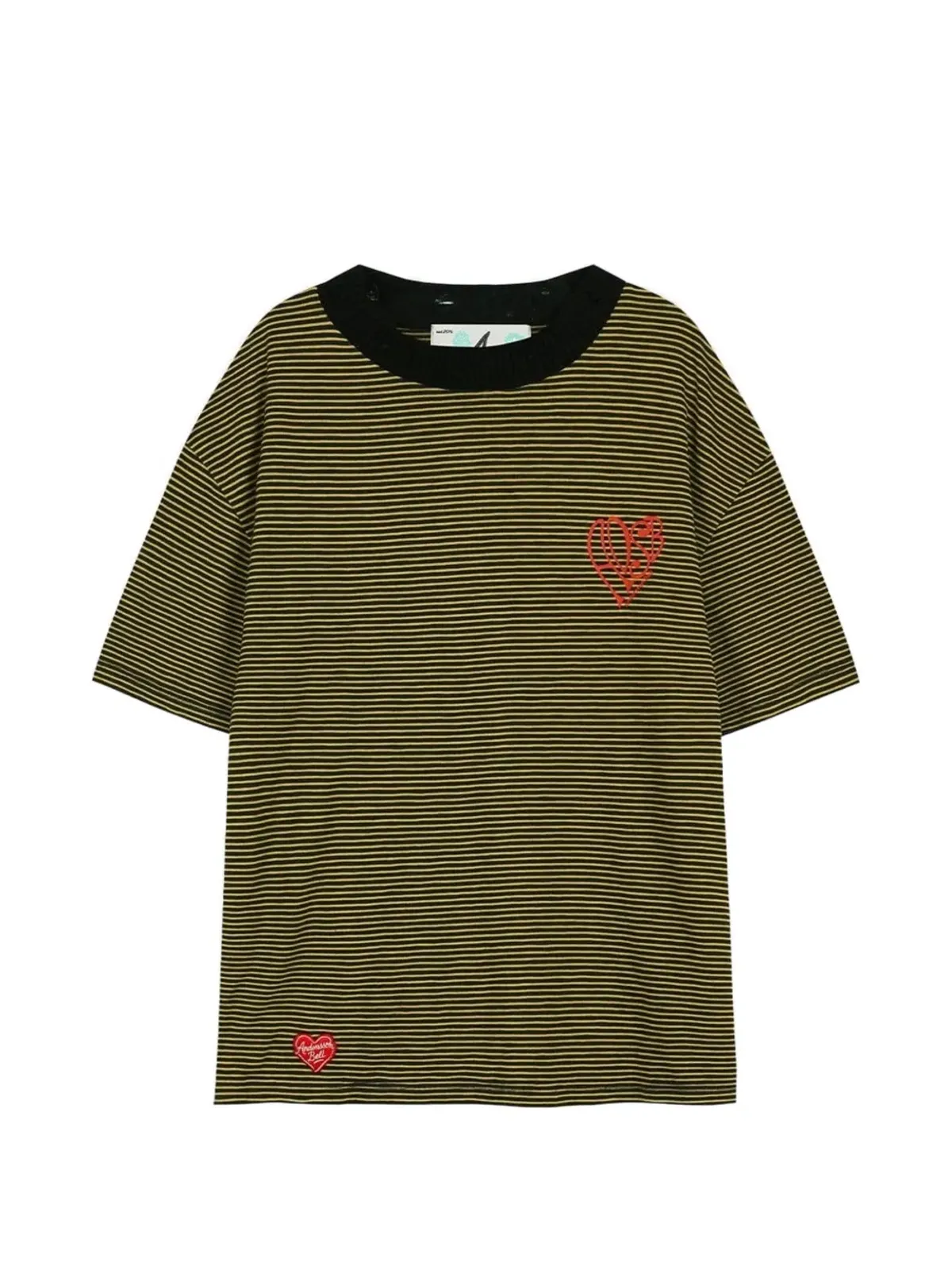 Andersson Bell ストライプ・ハート刺繍Tシャツ - 画像1