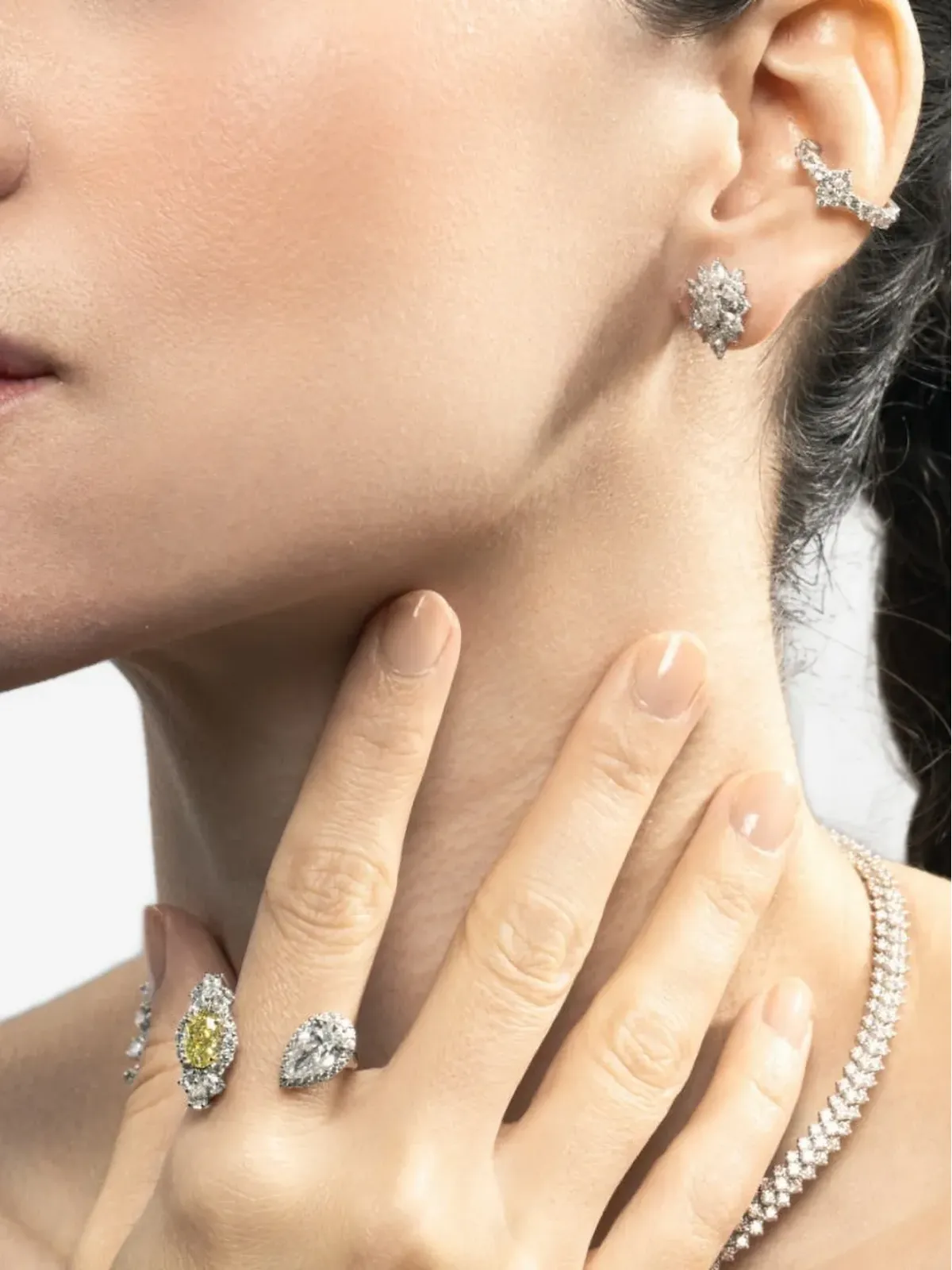Yeprem Whisper diamond ear cuff earring - Silver - 画像2