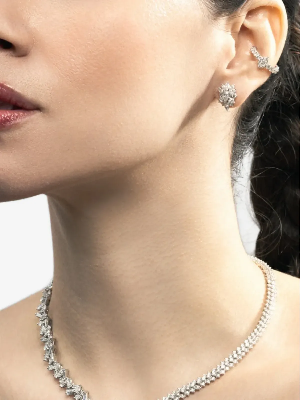 Yeprem Whisper diamond ear cuff earring - Silver - 画像4
