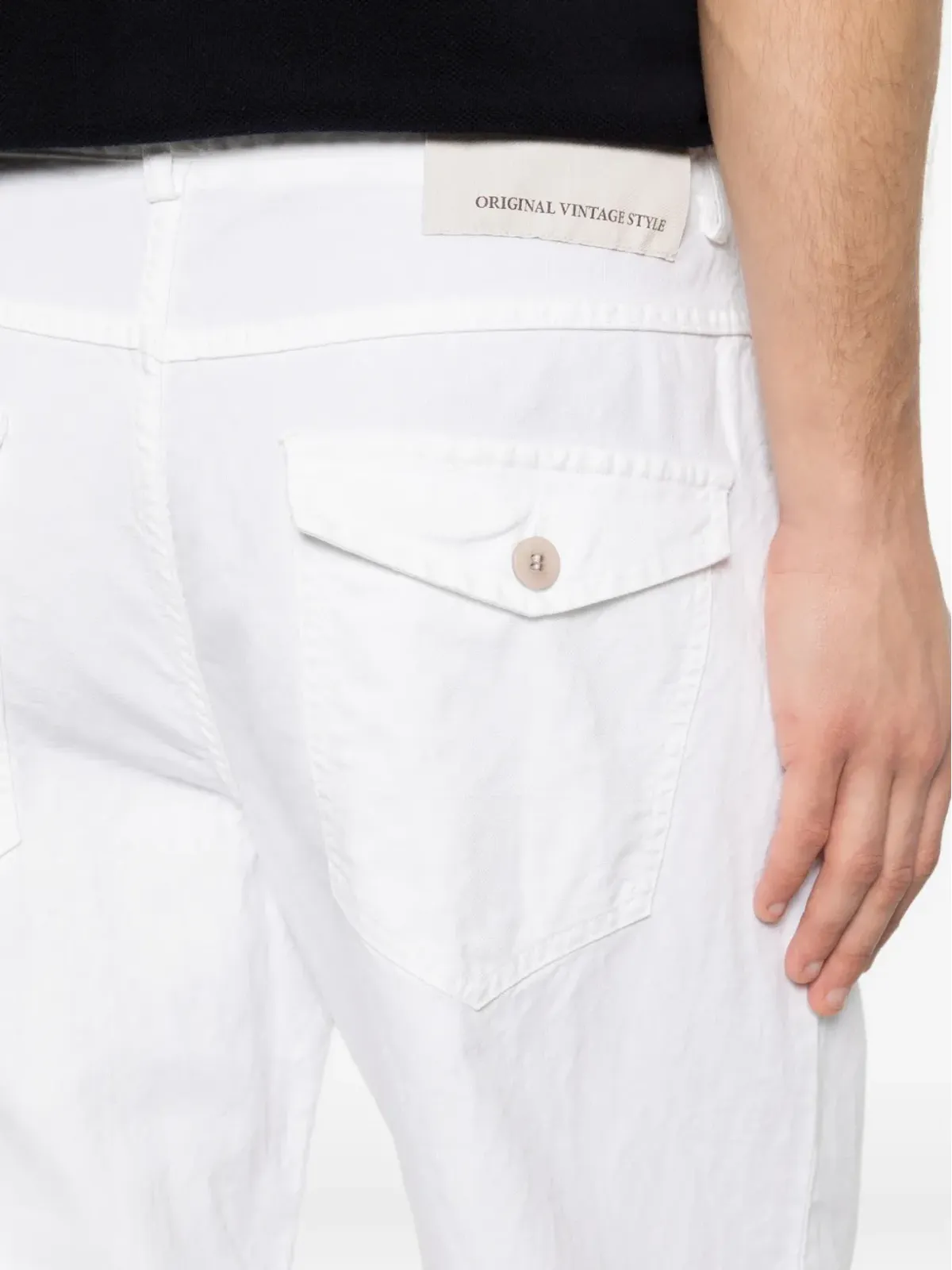 original vintage style belt loops trousers - White - 画像5