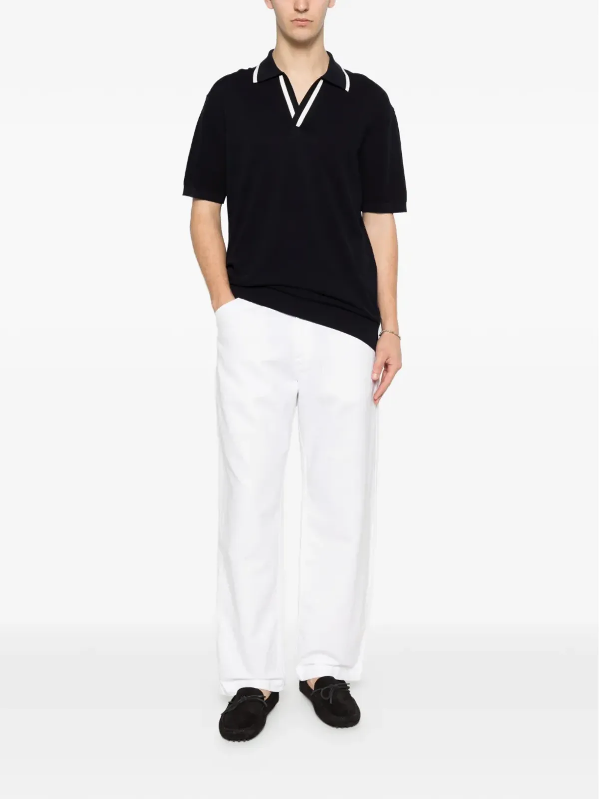 original vintage style belt loops trousers - White - 画像2