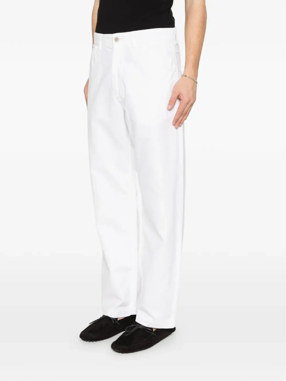 original vintage style belt loops trousers - White - 画像3