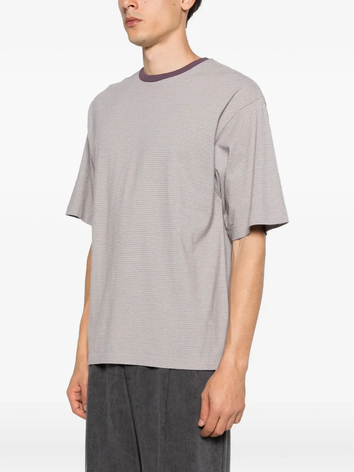 Kaptain Sunshine ストライプ柄クルーネックTシャツ - パープル - 画像3