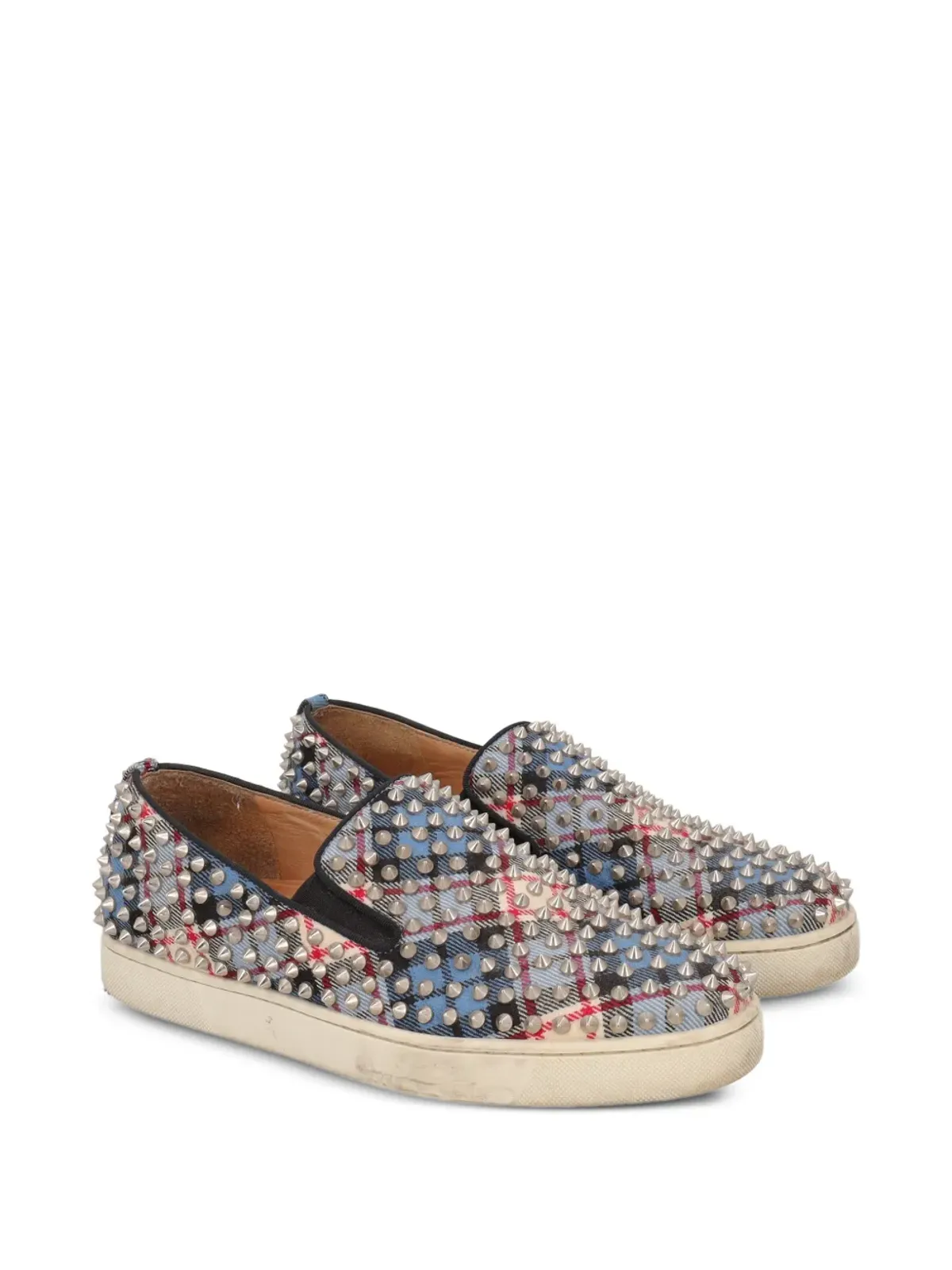 Christian Louboutin Pre-Owned タータン柄スタッズスニーカー - 画像2