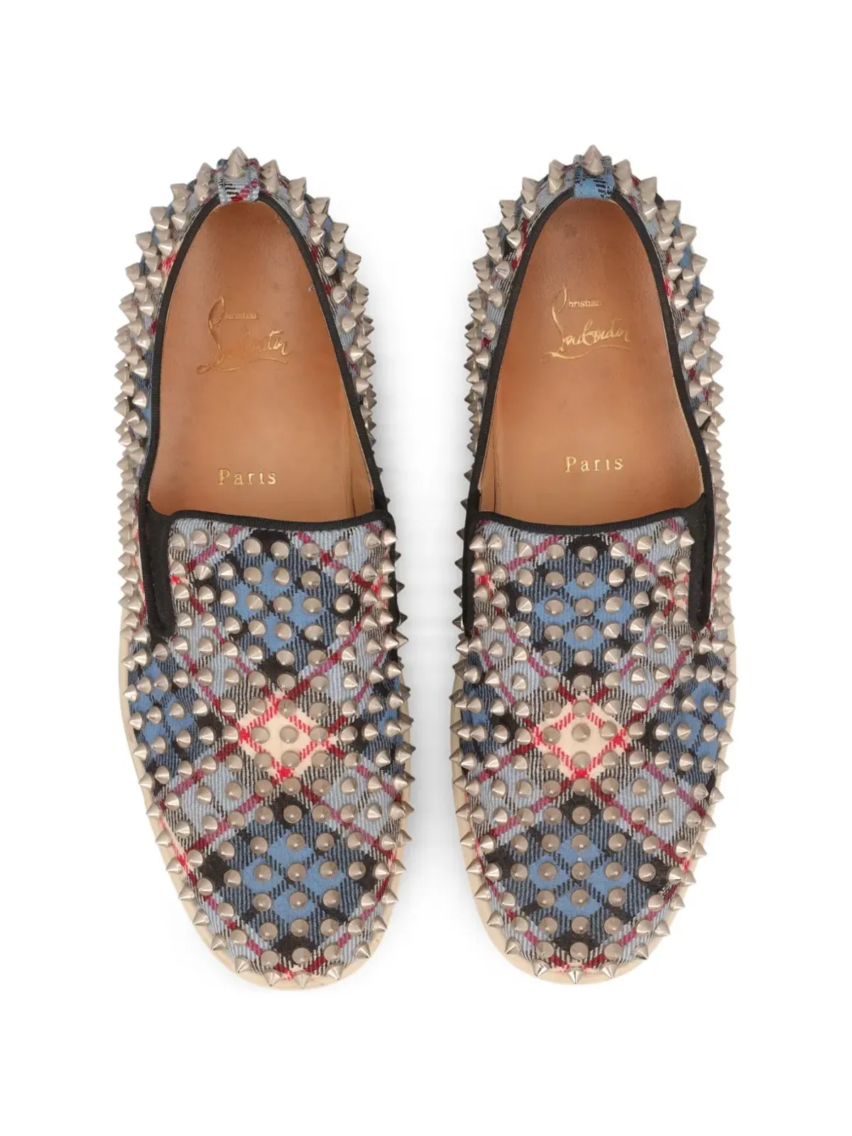 Christian Louboutin Pre-Owned タータン柄スタッズスニーカー - 画像4