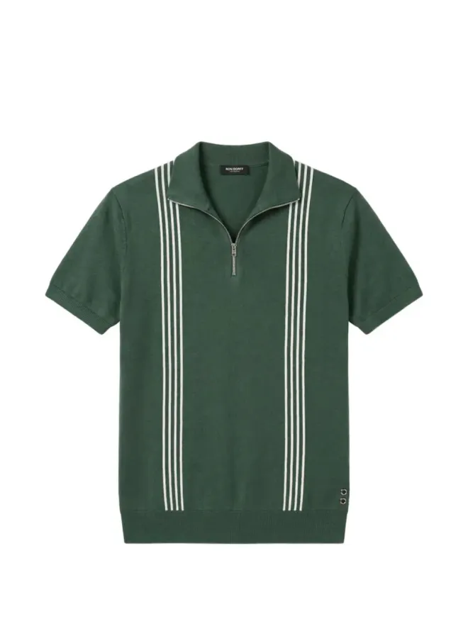 Ron Dorff Ron Dorff ストライプディテールジップネックポロシャツの商品画像