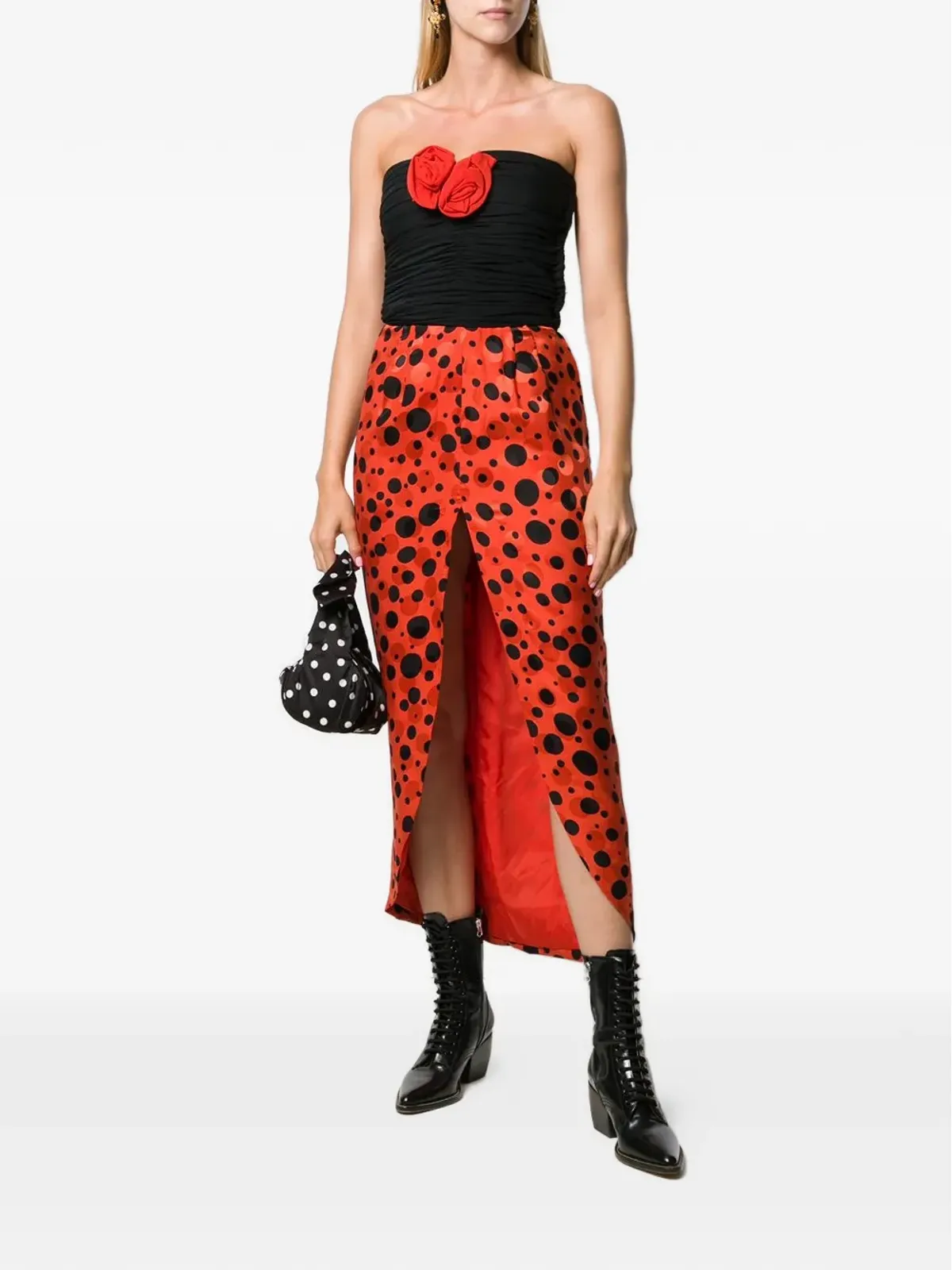 Valentino Pre-Owned 1980年代ストラップレス・ポルカドット・ドレス - オレンジ - 画像2