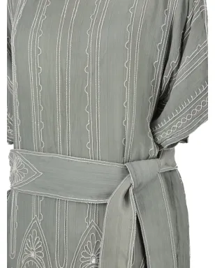 Vintage ビーズベルト付きミディドレス - サムネイル3