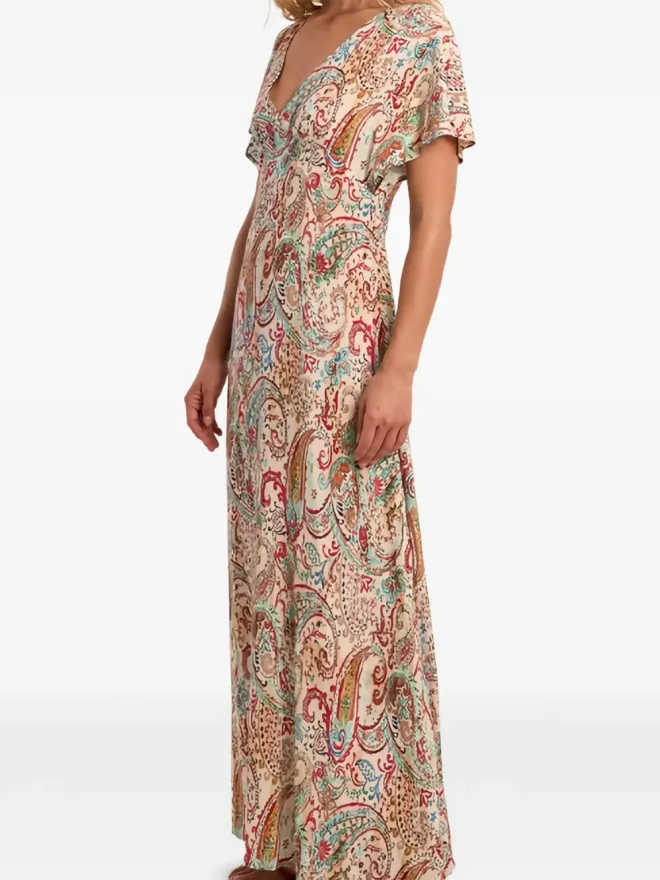 Molly Bracken Molly Bracken Vネック ペイズリー柄 マキシドレス - Neutralsの商品画像