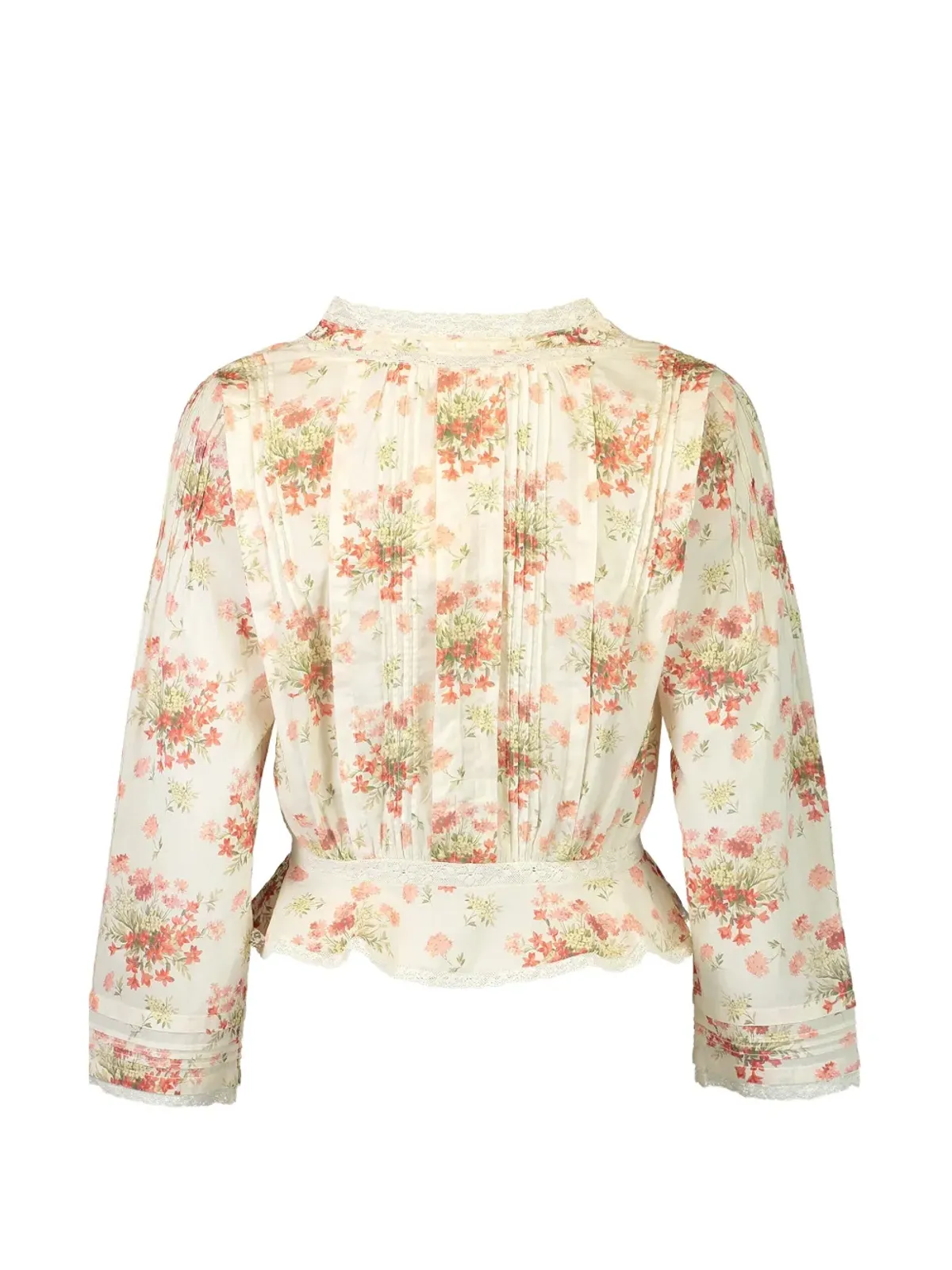 DÔEN Hillock floral lace-trim blouse - Neutrals - 画像2