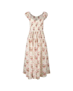 DÔEN Quinette floral-print shirred midi dress - Neutrals - サムネイル1