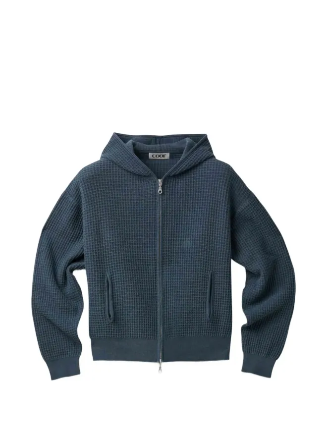 COOR COOR ワッフルニット ジップアップフーディー - Blueの商品画像
