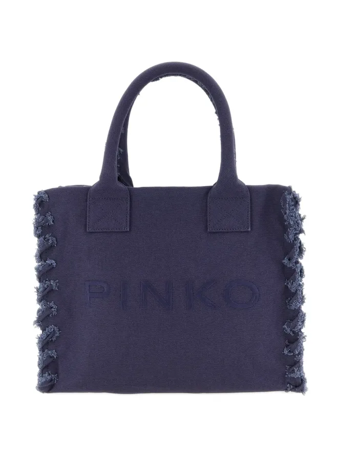 PINKO PINKO ほつれ加工の文字入りミディアム トートバッグの商品画像