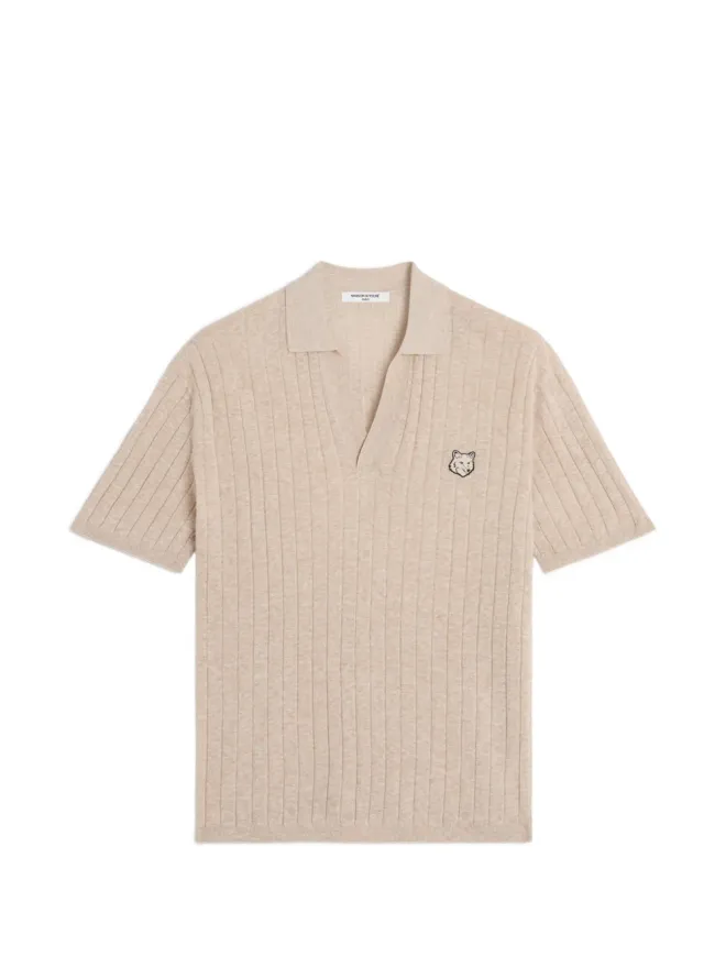 Maison Kitsuné Maison Kitsuné embroidered ribbed polo shirt - Neutralsの商品画像