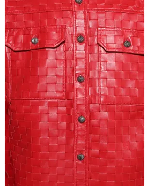 Paris Laundry 織りポケット付きオーバーシャツ - レッド - サムネイル2