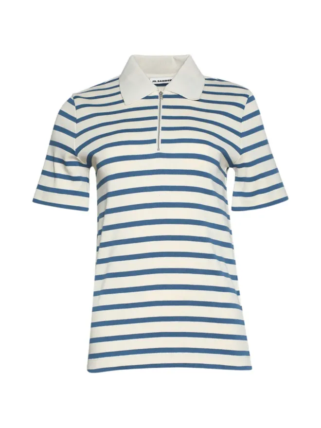 Jil Sander Jil Sander ストライプ柄ジップカラー ポロシャツの商品画像