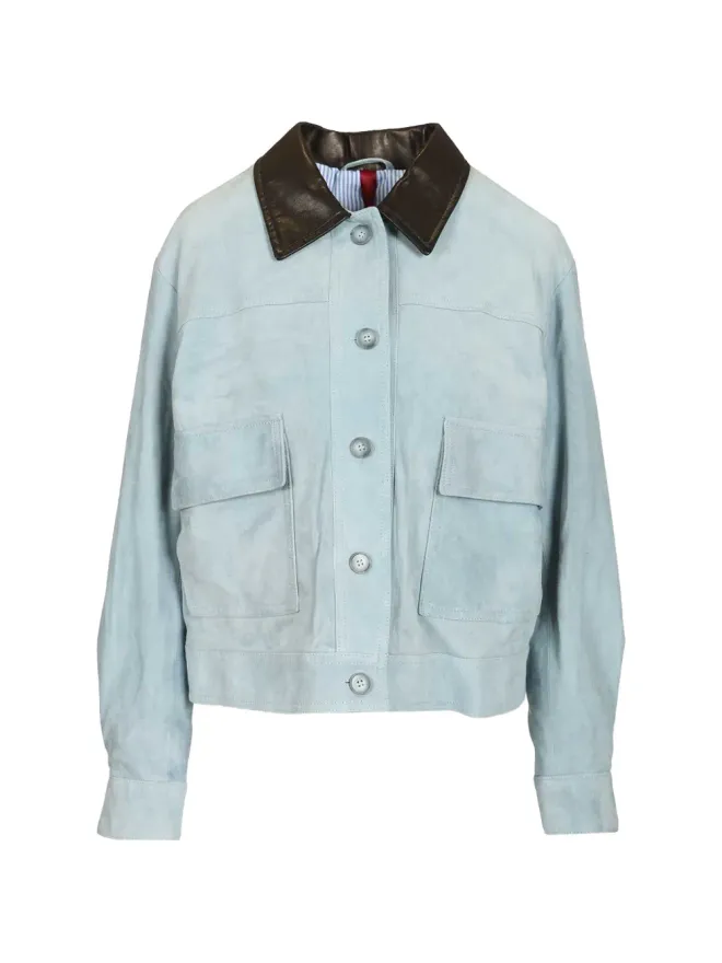 blusotto blusotto Matilde contrast-collar jacket - Blueの商品画像