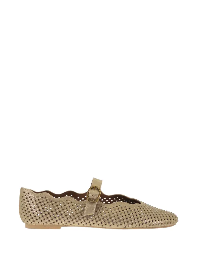 Kurt Geiger Kurt Geiger パンチングバックル付きレザー バレエフラットの商品画像
