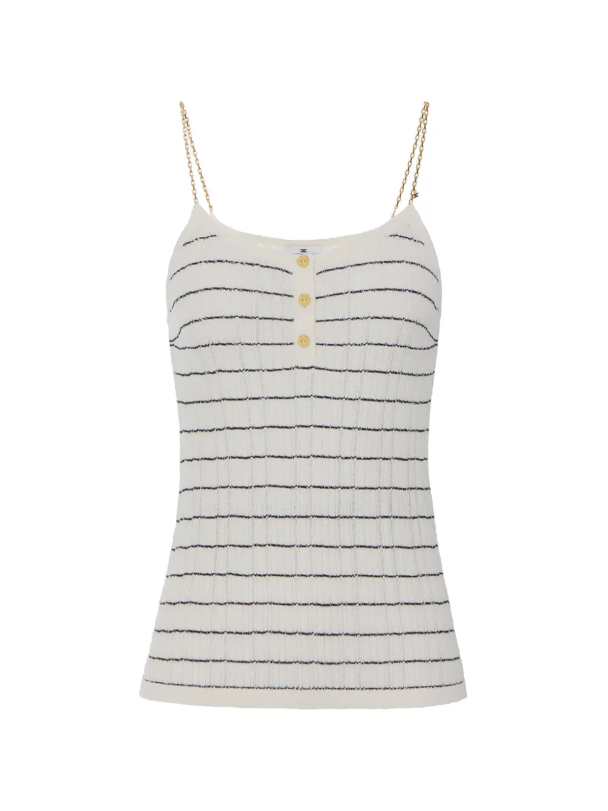 Elisabetta Franchi ストライプチェーンストラップ付きニットトップ - 画像1