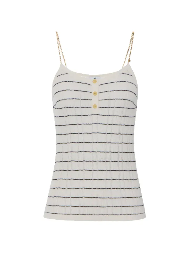 Elisabetta Franchi Elisabetta Franchi ストライプチェーンストラップ付きニットトップの商品画像