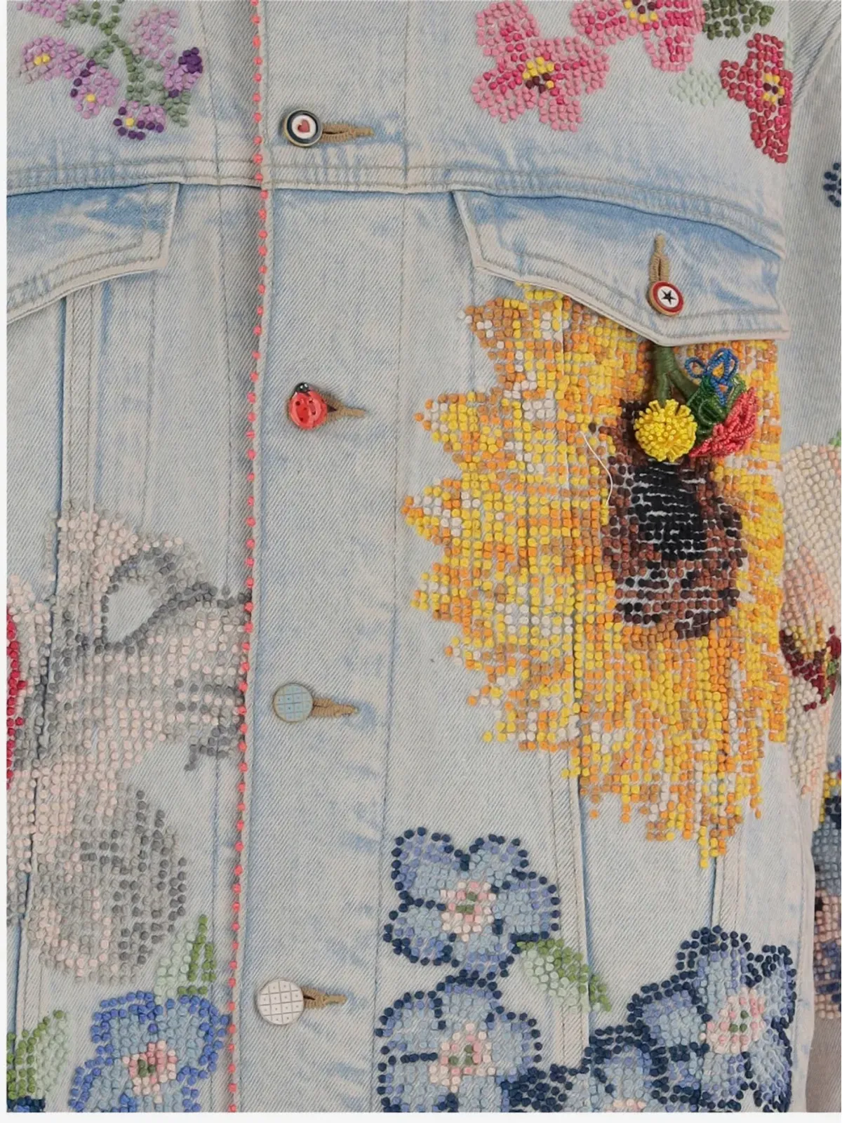 Pero 花柄刺繍デニムジャケット - 画像3
