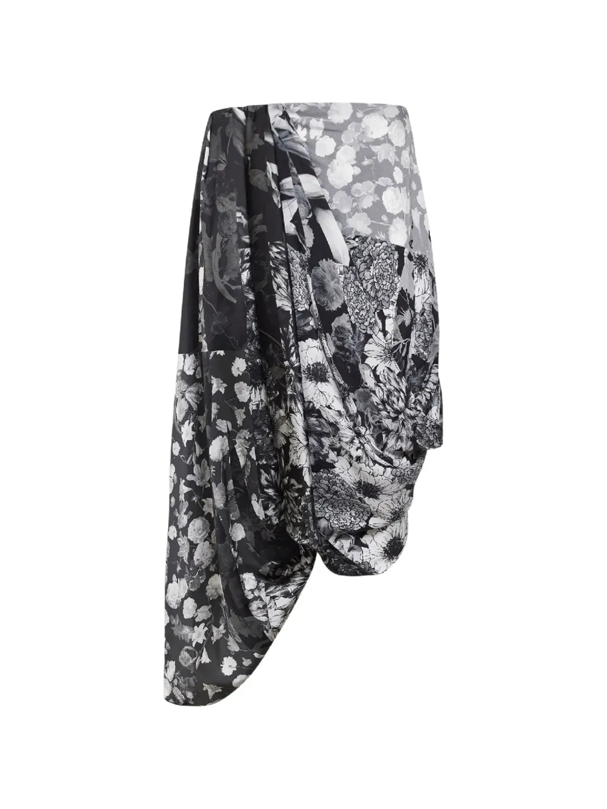 Maison Margiela 花柄プリント ドレープ アシンメトリースカート - 画像1