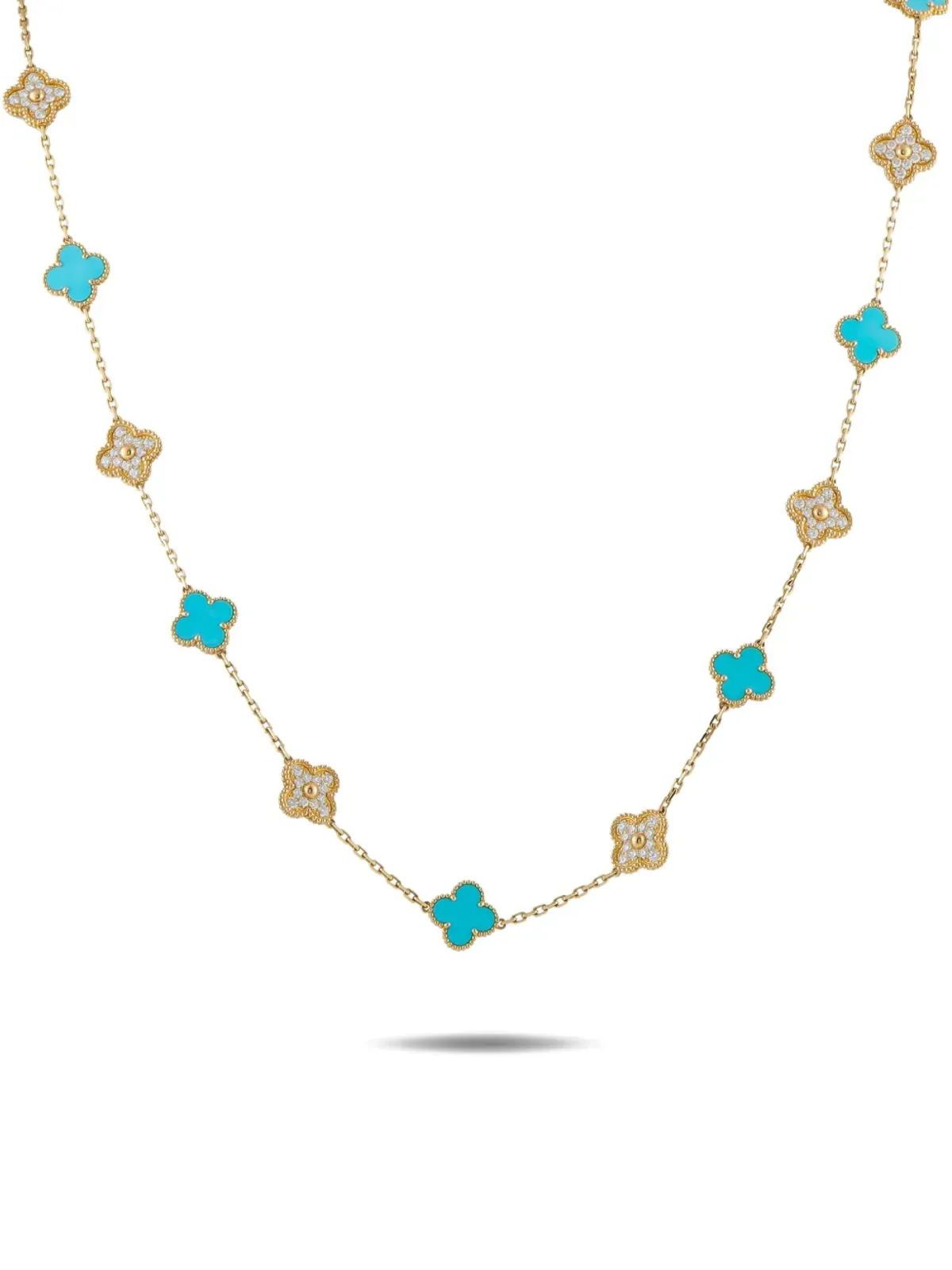 Van Cleef & Arpels アルハンブラ ダイヤモンドとターコイズ ネックレス - 画像1