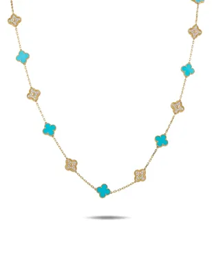 Van Cleef & Arpels アルハンブラ ダイヤモンドとターコイズ ネックレス - サムネイル1
