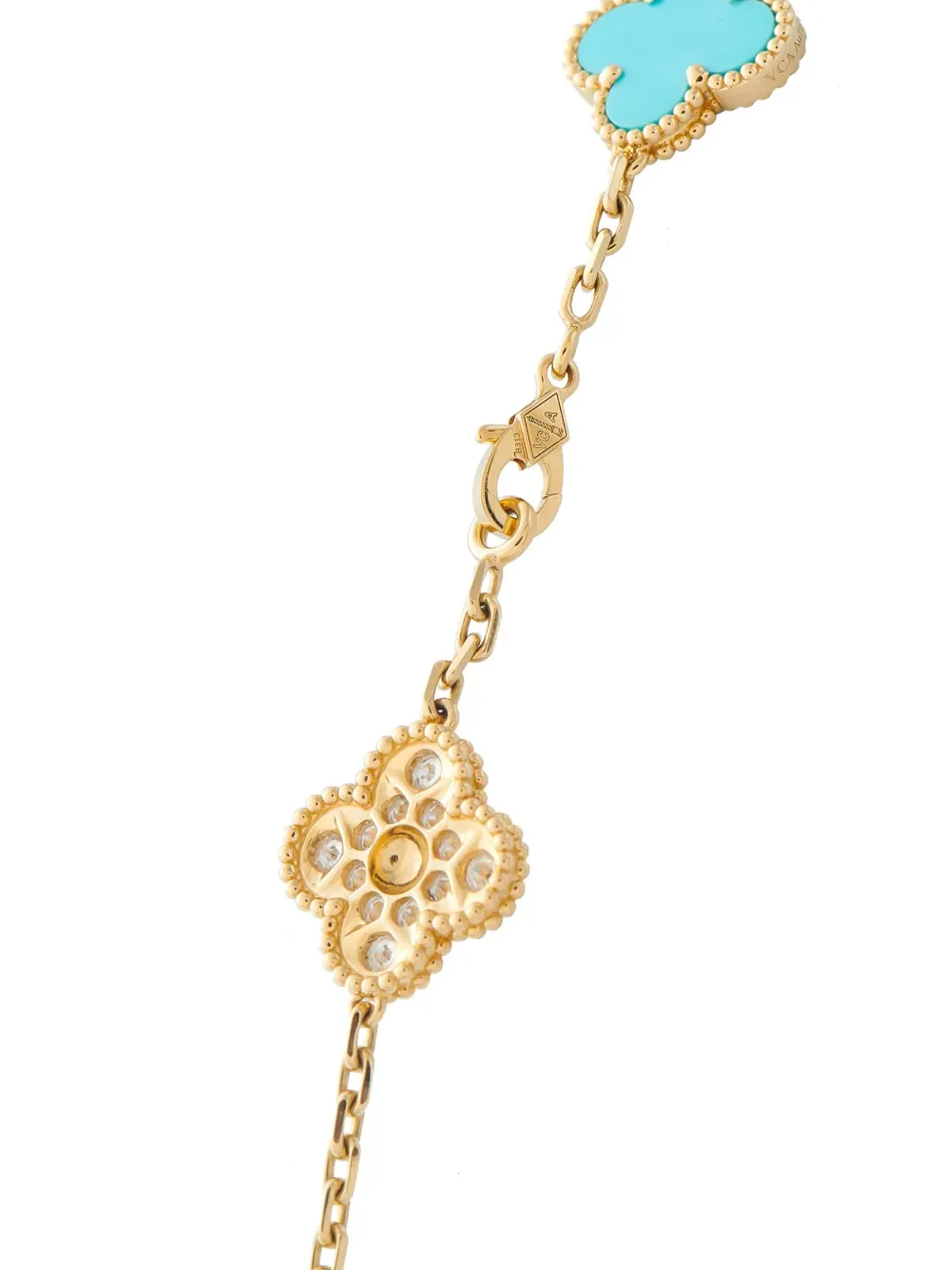 Van Cleef & Arpels アルハンブラ ダイヤモンドとターコイズ ネックレス - 画像3