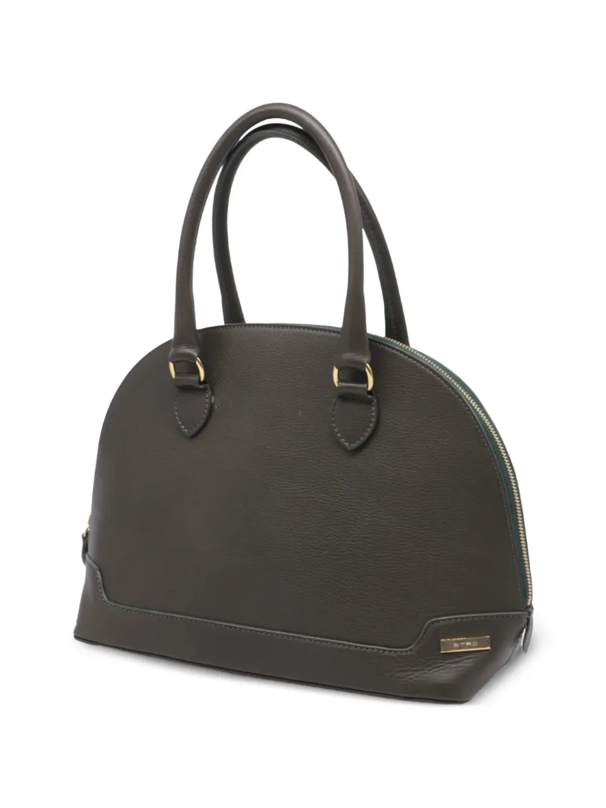 Etro Vintage ジップドーム型レザートートバッグ（グリーン） - 画像3
