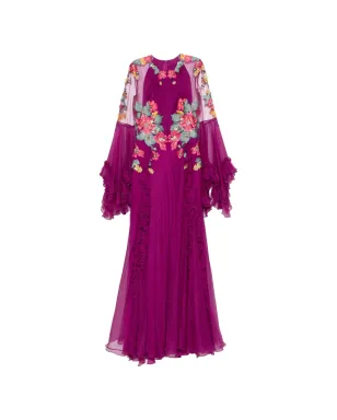 Costarellos 花柄フリルドレス - パープル - サムネイル1