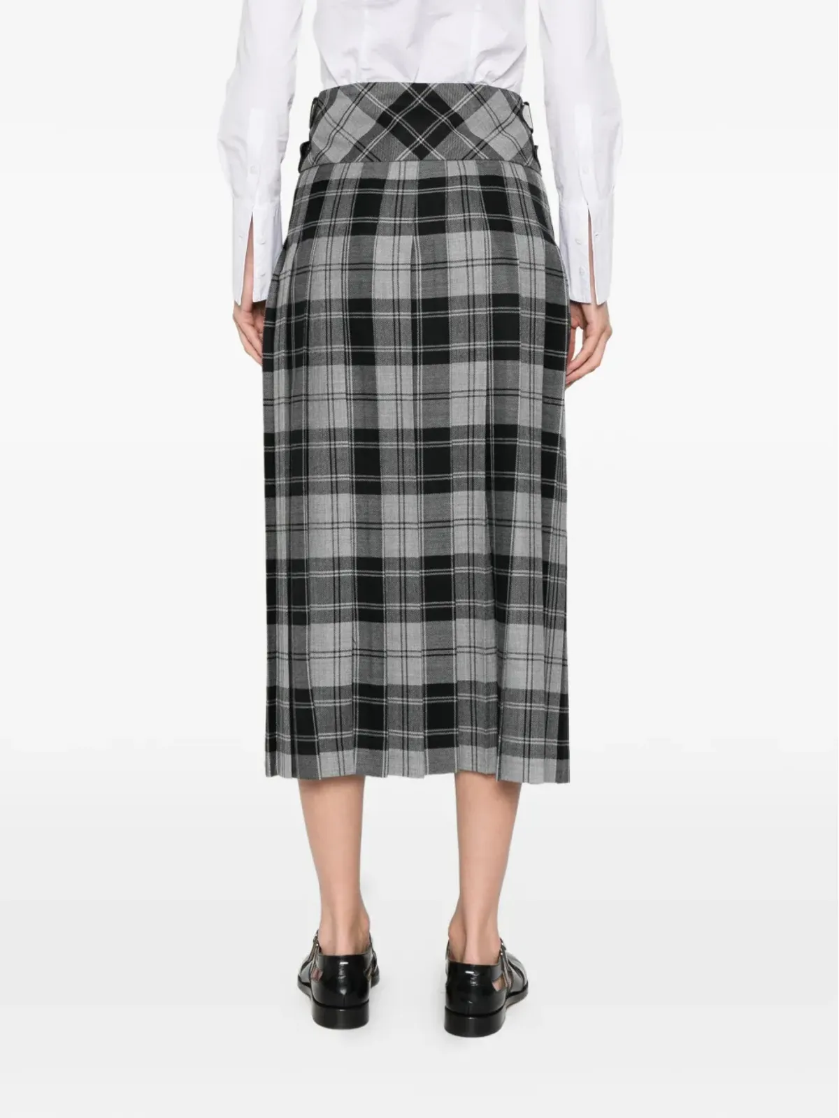 Le Kilt バックル付きチェック柄ミディスカート - 画像4