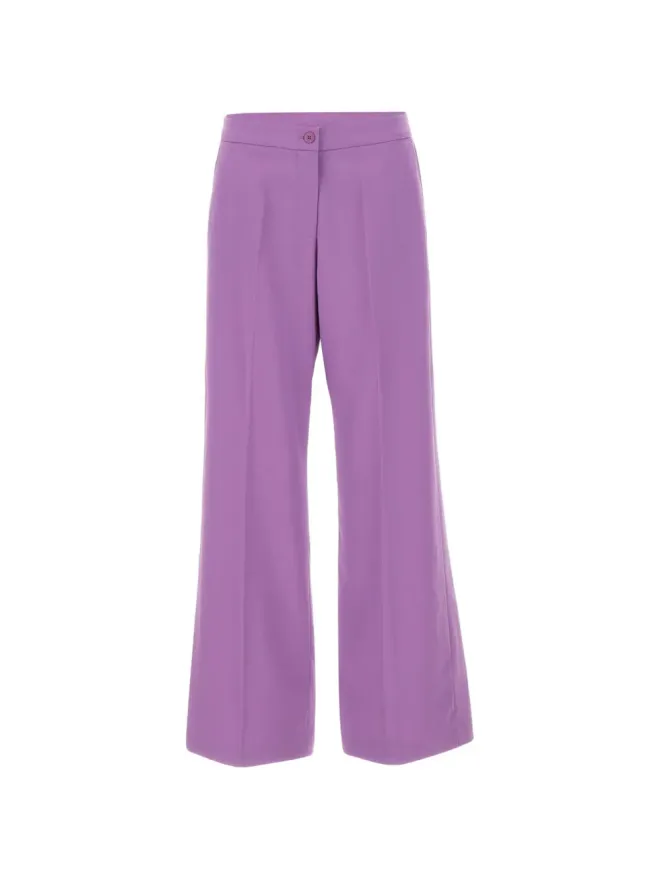 ELENA MIRO` ELENA MIRO カディ ストレートレッグ テーラードパンツ - パープルの商品画像