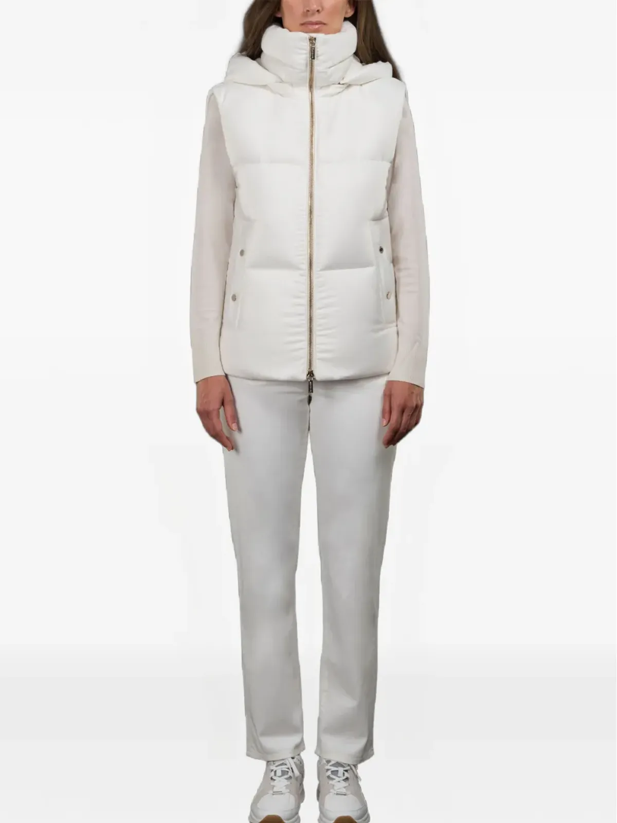 Moorer 取り外し可能フード付きパディッドジレ - White - 画像3