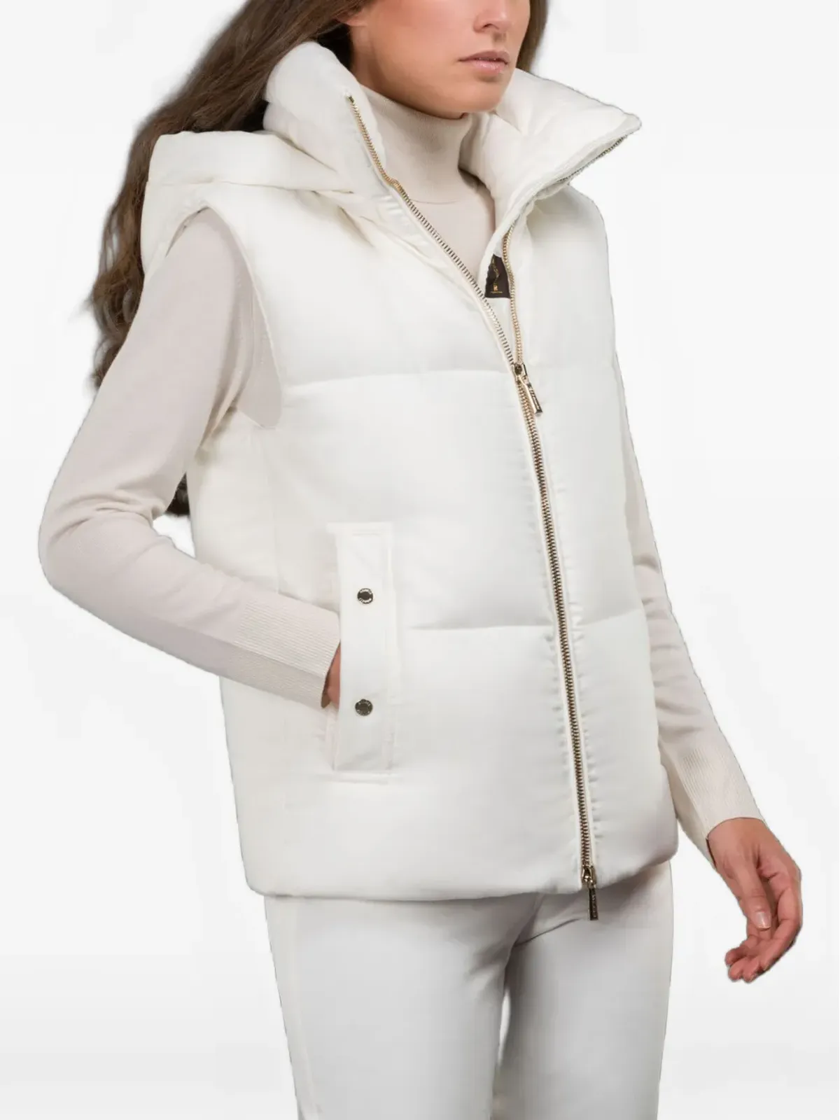 Moorer 取り外し可能フード付きパディッドジレ - White - 画像4
