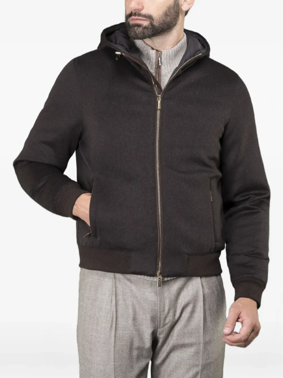 Moorer Brigno-Bab hooded zipped cashmere jacket - 画像4