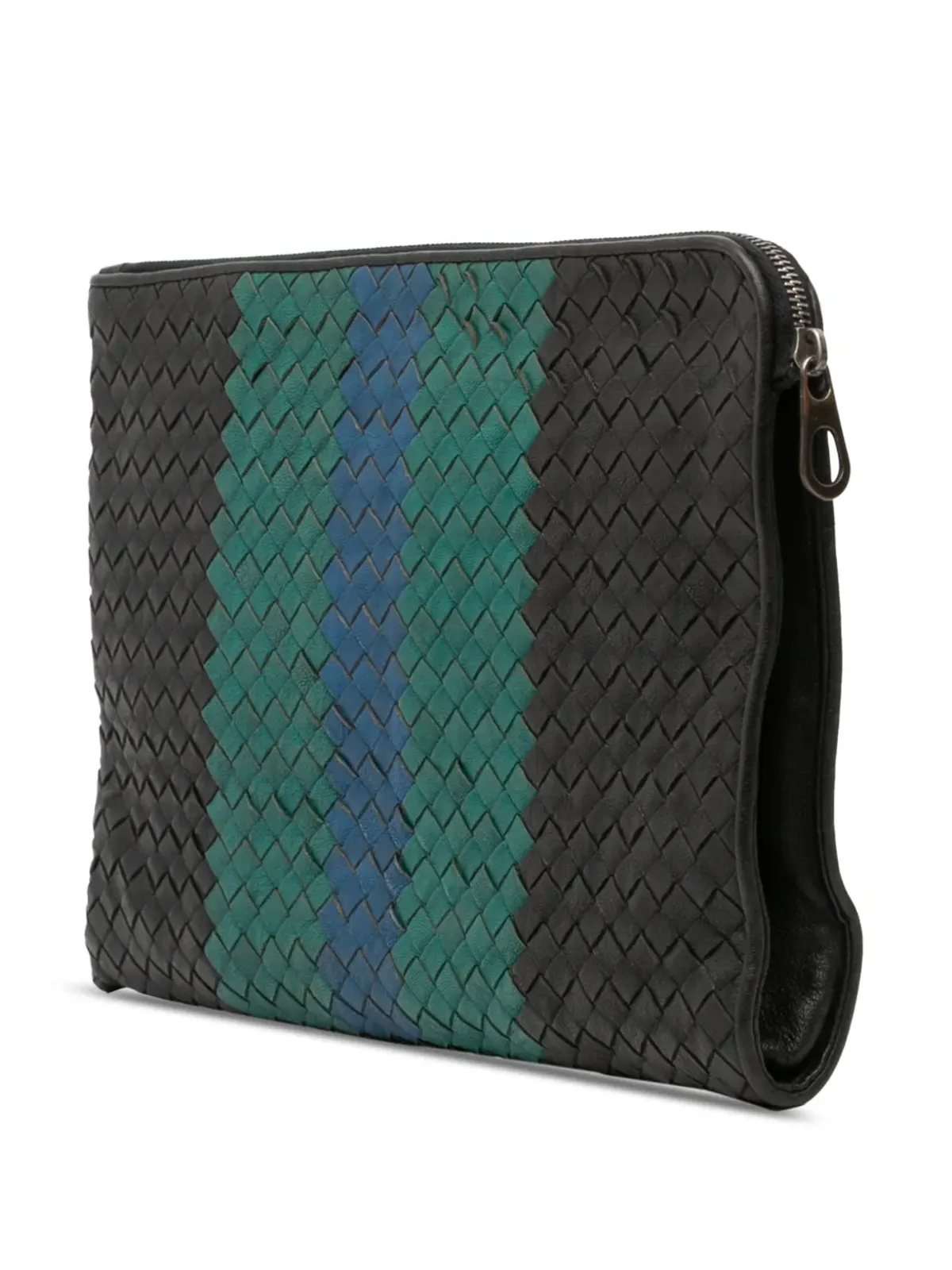 Bottega Veneta Pre-Owned 2012-2025 トリコロール ナパレザー イントレチャート クラッチバッグ - ブラック - 画像3