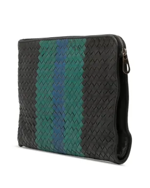 Bottega Veneta Pre-Owned 2012-2025 トリコロール ナパレザー イントレチャート クラッチバッグ - ブラック - サムネイル3