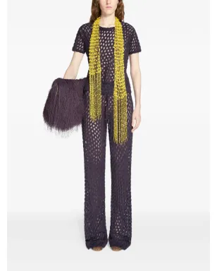 DRIES VAN NOTEN embroidered scarf necklace - Yellow - サムネイル2