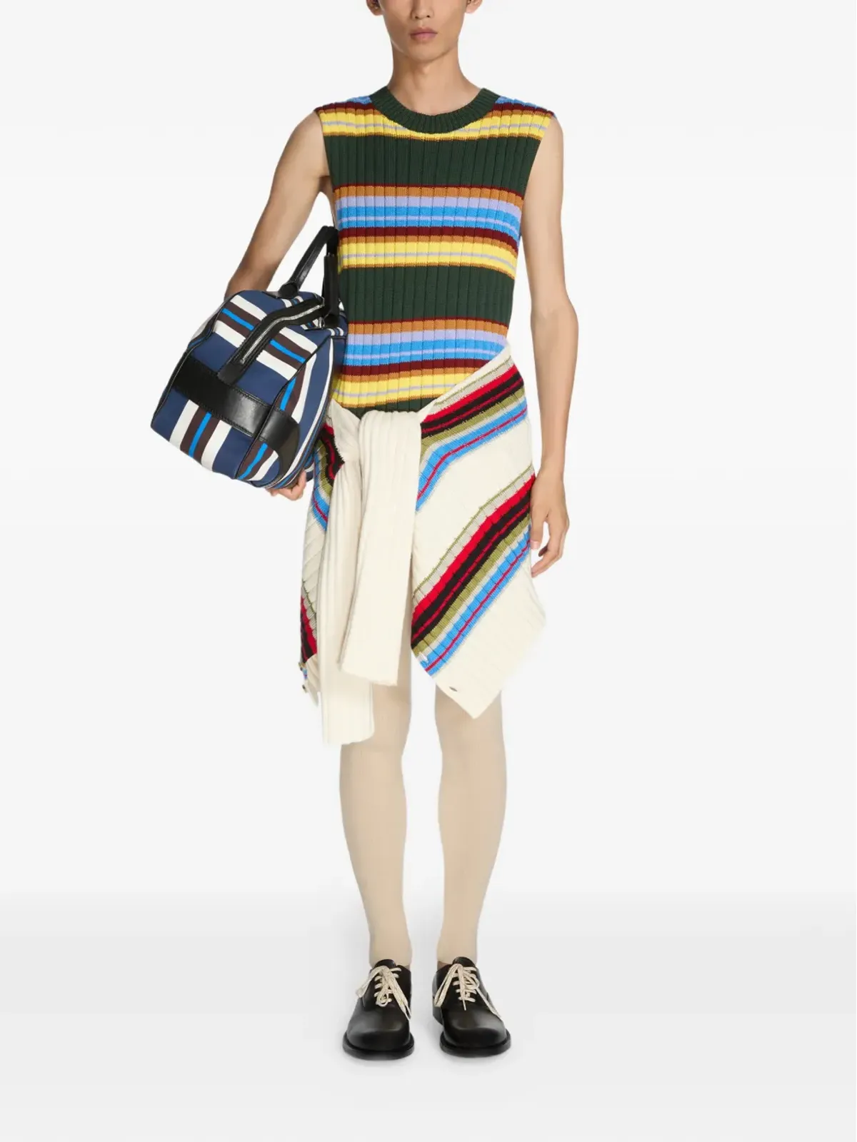 DRIES VAN NOTEN ストライプ柄ハンドル付きホールドール - 画像3