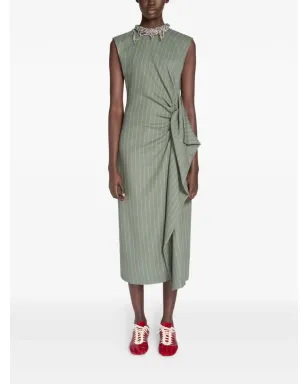 DRIES VAN NOTEN ピンストライプ フリル ミディドレス - サムネイル2