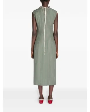 DRIES VAN NOTEN ピンストライプ フリル ミディドレス - サムネイル4