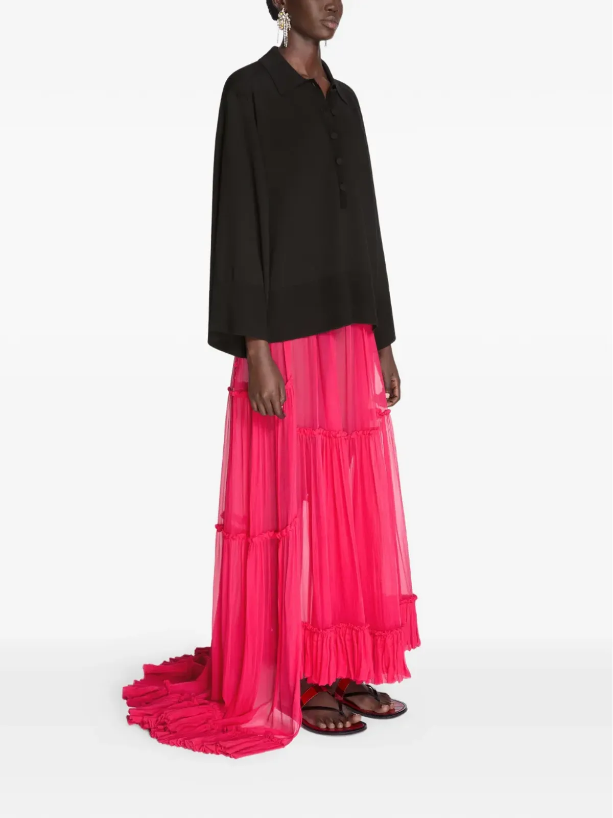 DRIES VAN NOTEN ボタン付きポロトップ - 画像3