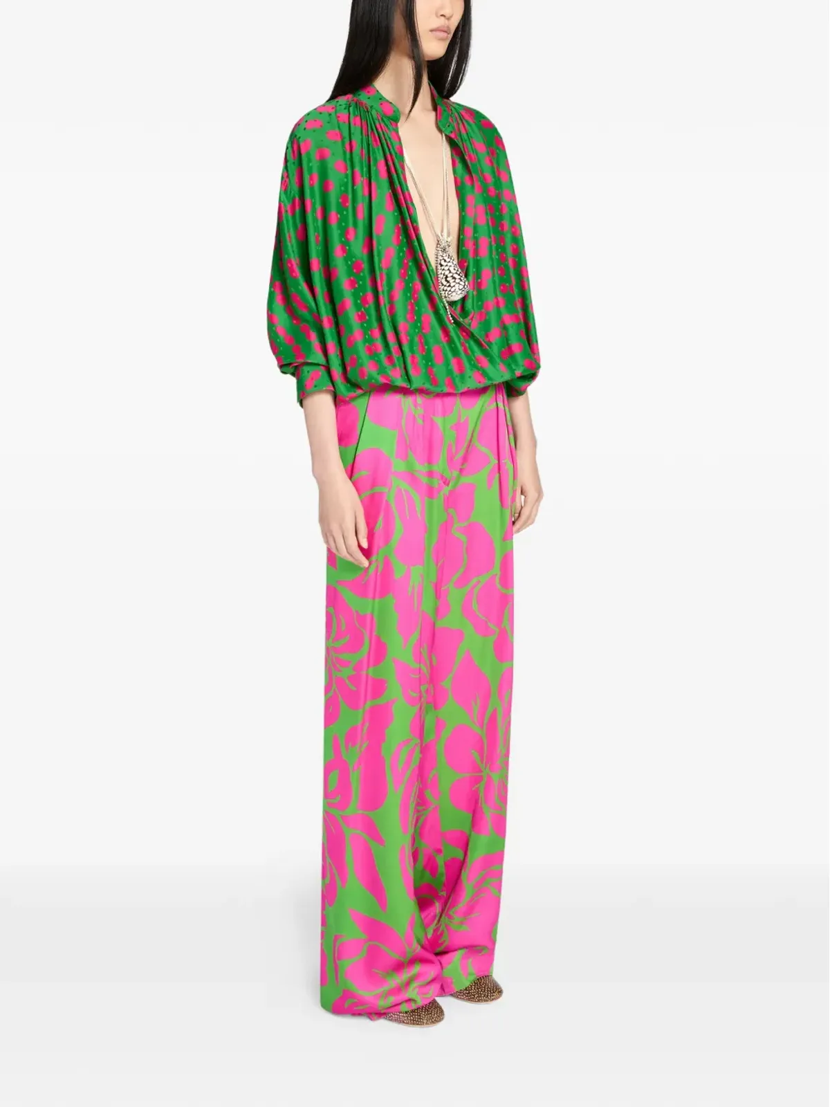DRIES VAN NOTEN ポルカドット柄ラップブラウス - 画像3