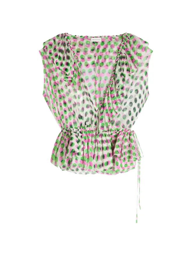 Dries Van Noten DRIES VAN NOTEN ポルカドット柄フリルブラウスの商品画像