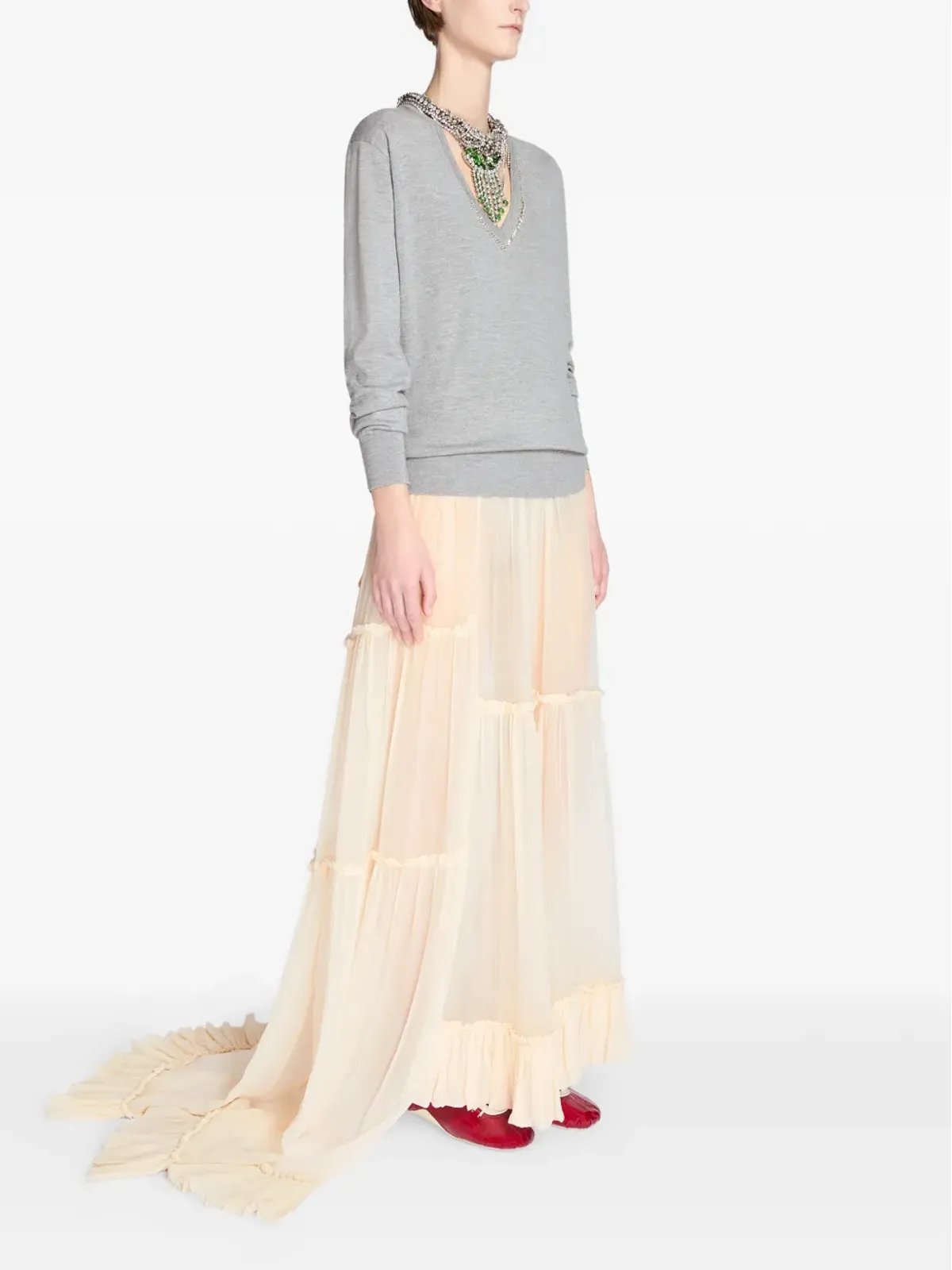 DRIES VAN NOTEN ティアードフリル付きマキシスカート - 画像3