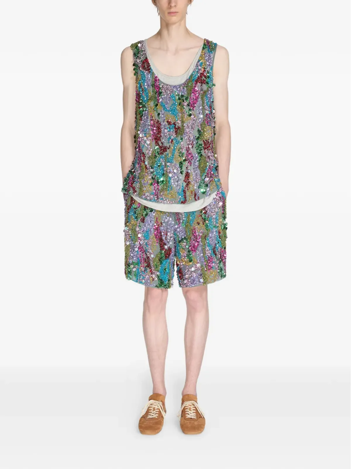DRIES VAN NOTEN スパンコール装飾トップス - グレー - 画像2